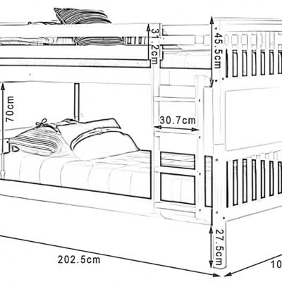 Lily Wooden Bunk Bed with Pull-Out Trundle – Solid Pine Space-Saving Frame – Kids Bedroom Furniture - Image 7