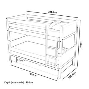 Lily Wooden Bunk Bed with Pull-Out Trundle – Solid Pine Space-Saving Frame – Kids Bedroom Furniture - Image 6