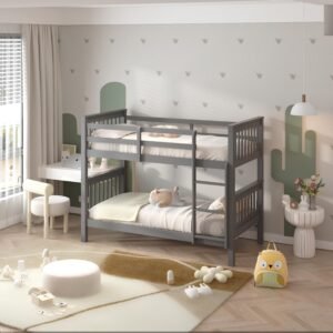 Lily Wooden Bunk Bed with Pull-Out Trundle – Solid Pine Space-Saving Frame – Kids Bedroom Furniture - Image 4