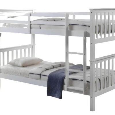 Lily Wooden Bunk Bed with Pull-Out Trundle – Solid Pine Space-Saving Frame – Kids Bedroom Furniture