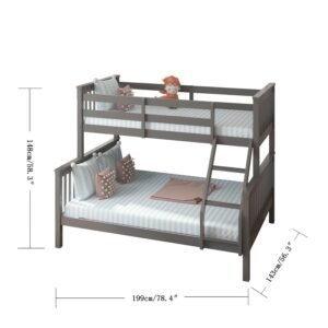 Lily Wooden Trio Bunk Bed with Pull-Out Trundle – Space-Saving Solid Pine Frame – Optional Storage Drawers - Image 3