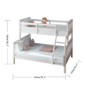 Lily Wooden Trio Bunk Bed with Pull-Out Trundle – Space-Saving Solid Pine Frame – Optional Storage Drawers - Image 2