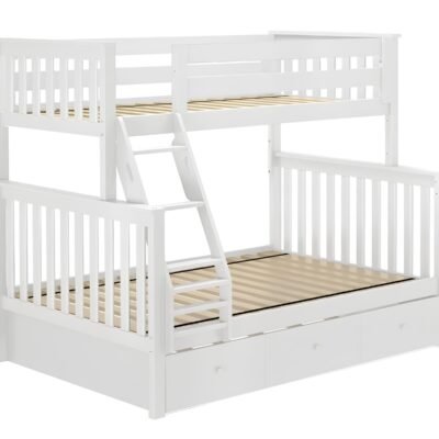 Lily Wooden Trio Bunk Bed with Pull-Out Trundle – Space-Saving Solid Pine Frame – Optional Storage Drawers - Image 8