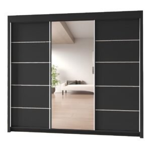 OSLO Sliding Door Wardrobe with Mirror – 2 or 3 Doors – Multiple Sizes & Colours – Shelves, Rails & Drawers