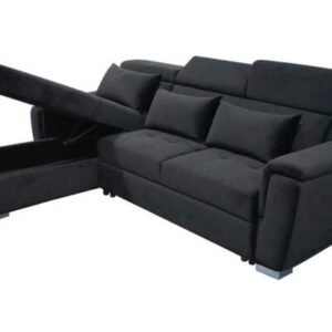 Antonio Velvet Corner Sofa Bed with Storage & USB – Universal Side, Medium Firm, Double Sleeper