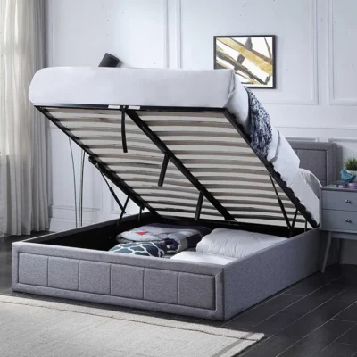Small Double Leather Ottoman Storage Bed - Image 5