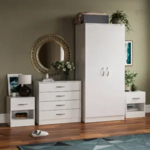 Alina Bedroom Set - 2 Door Wardrobe, Bedside Cabinet and Chest Of Drawer